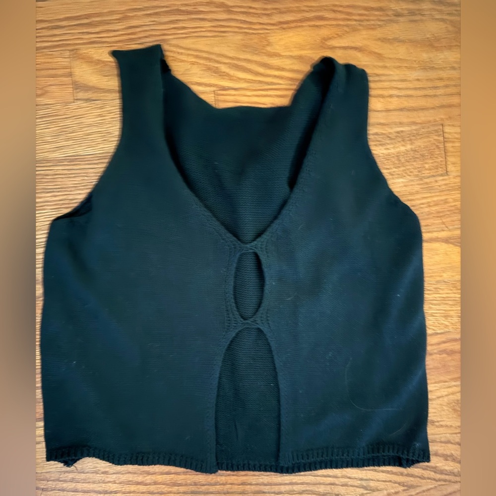 Black Knit Open Front Tank